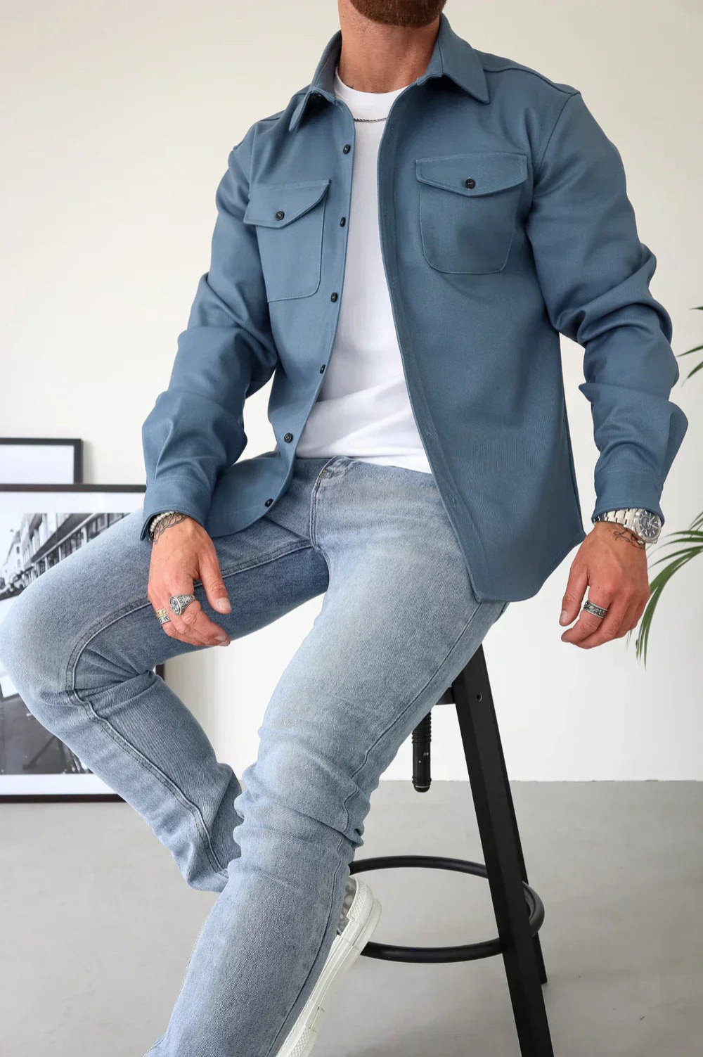 Shirt Jacket for Men - Button-Up Overshirt - Image 2