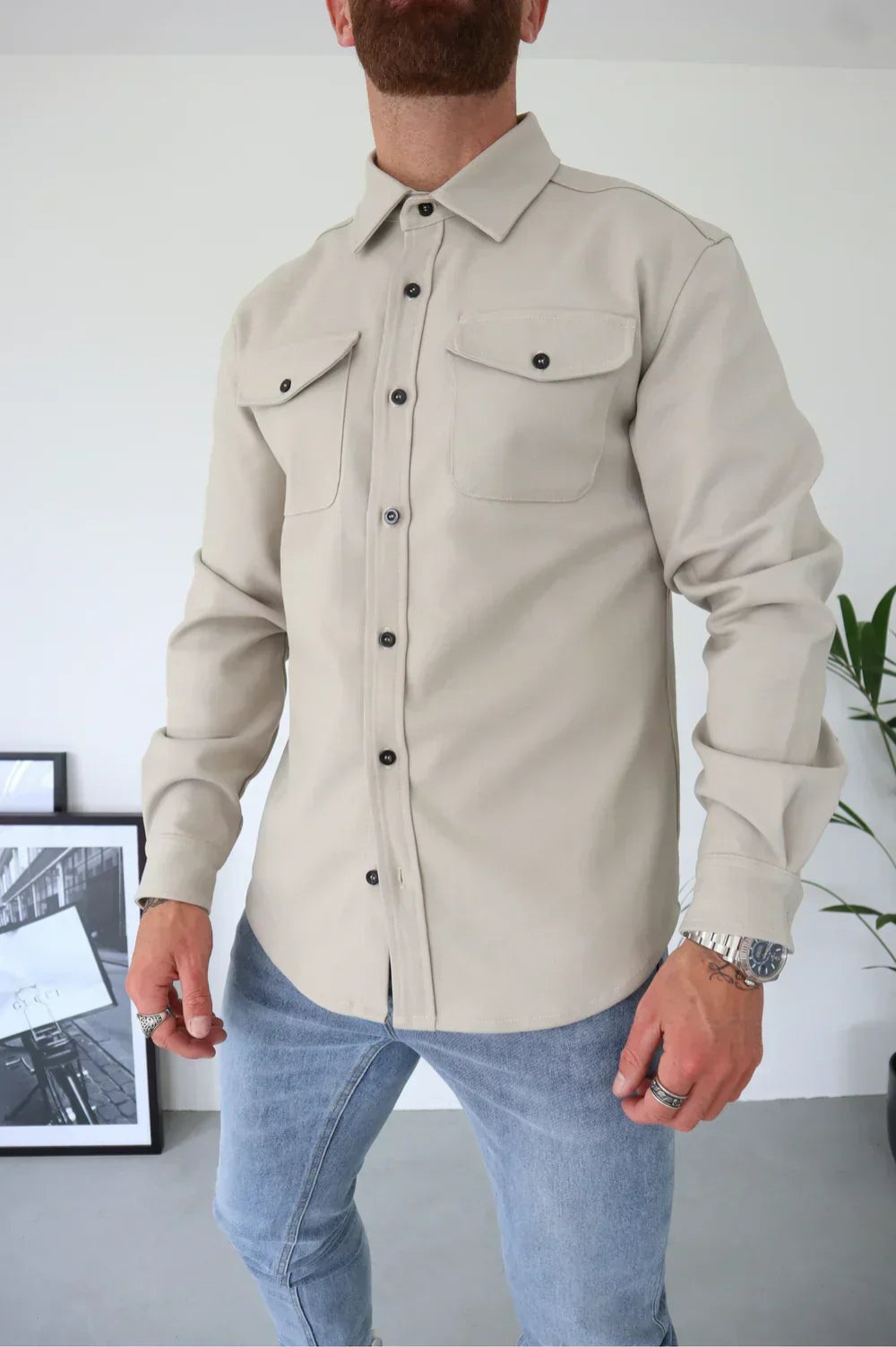 Shirt Jacket for Men - Button-Up Overshirt - Image 3