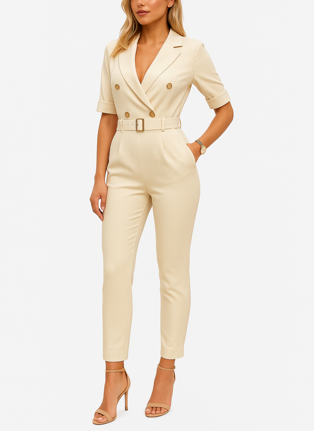 Image of Women's Belted Tailored Jumpsuit