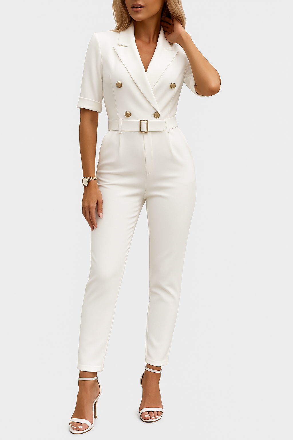 Image of Women's Belted Tailored Jumpsuit