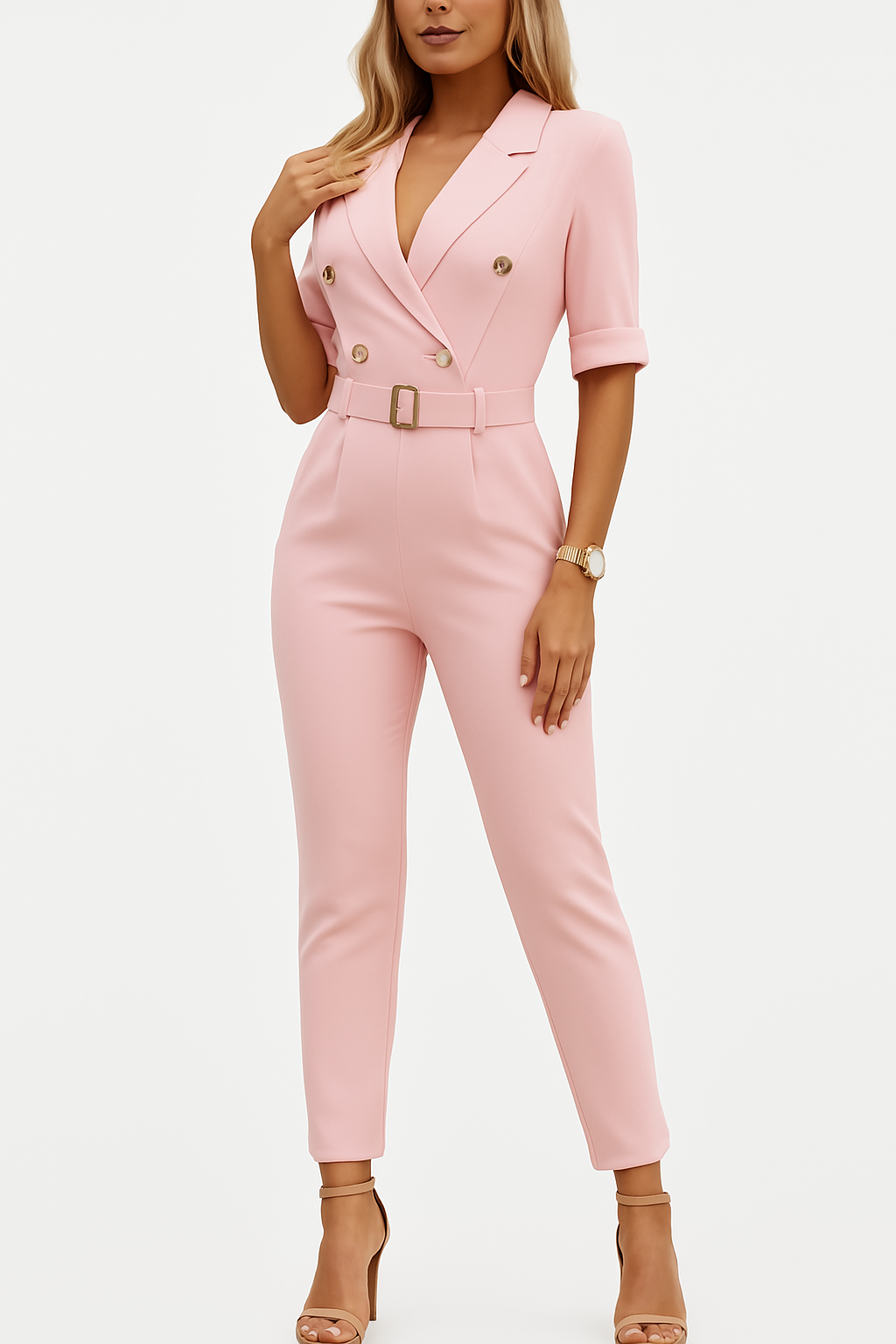 Image of Women's Belted Tailored Jumpsuit