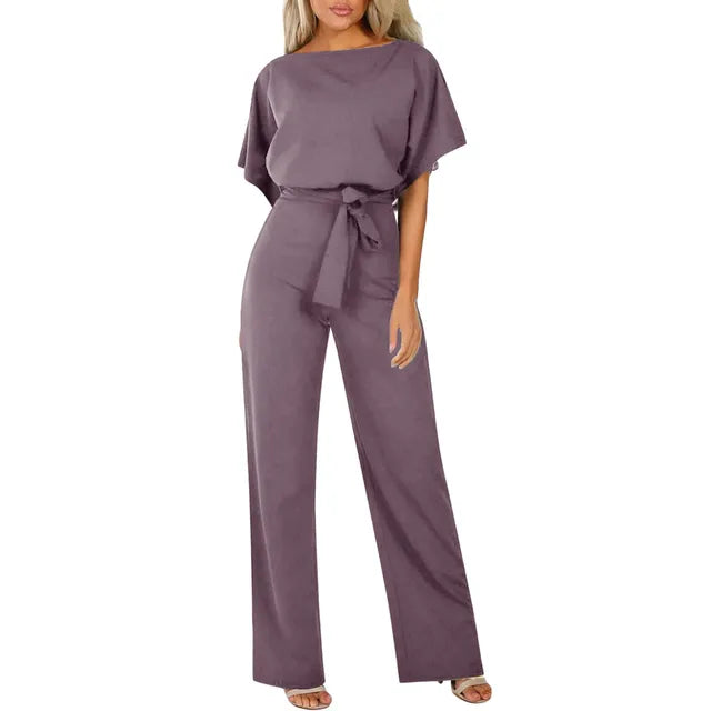 Image of Women's Belted Wide Leg Jumpsuit