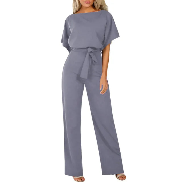 Image of Women's Belted Wide Leg Jumpsuit