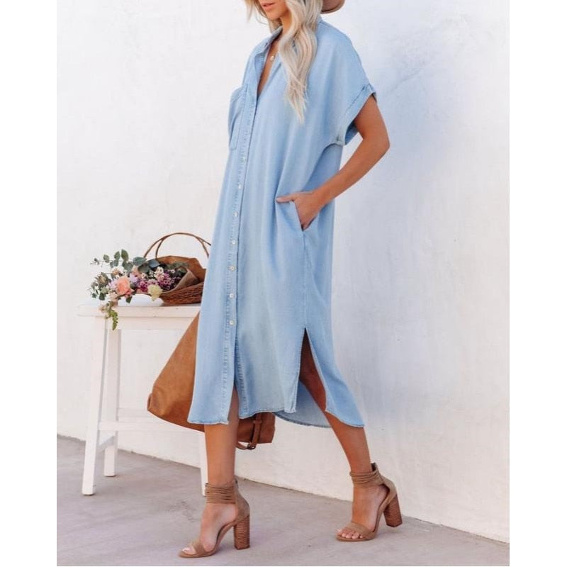Image of Women's Button-Down Shirt Midi Dress