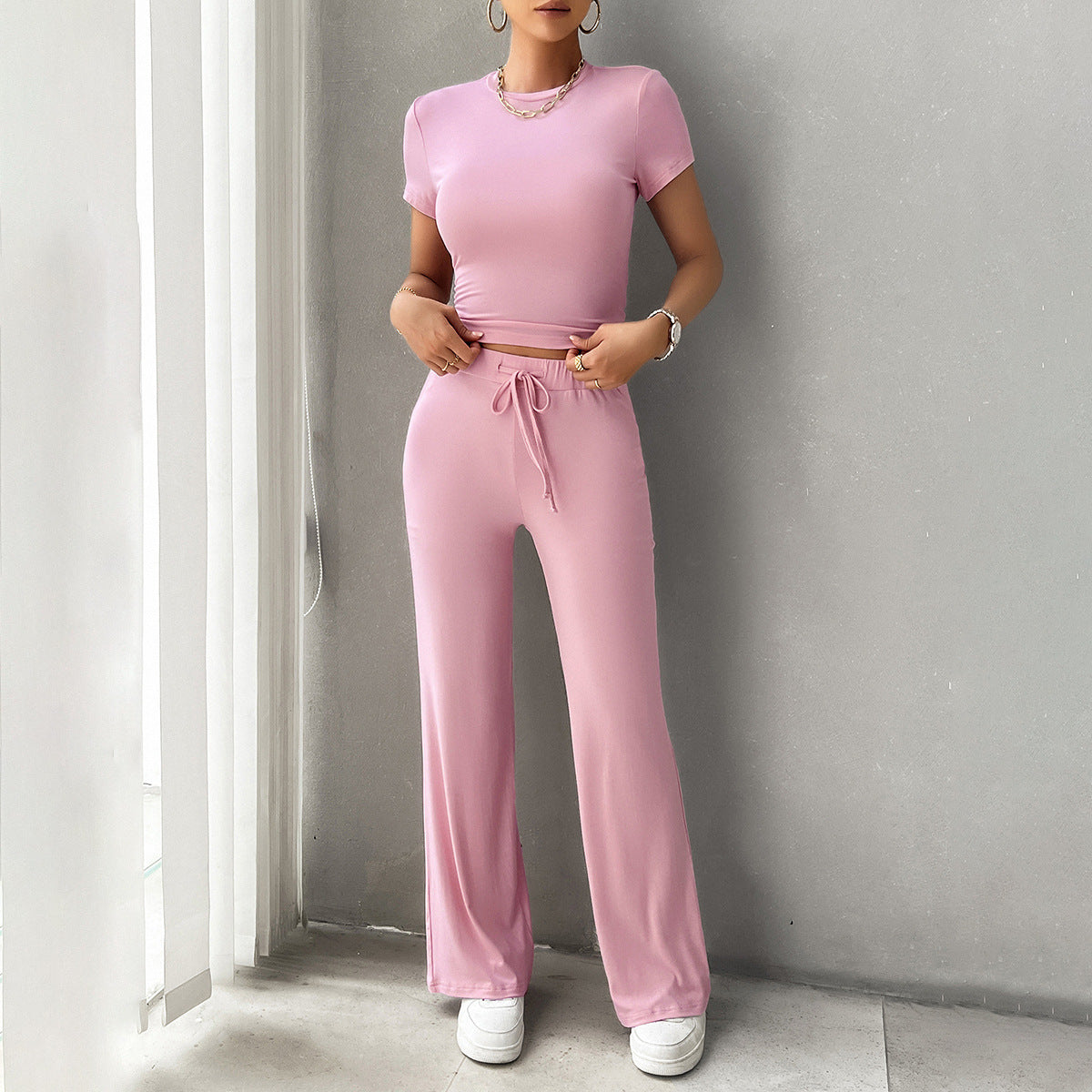 Image of Women's Crop Top Wide Leg Set