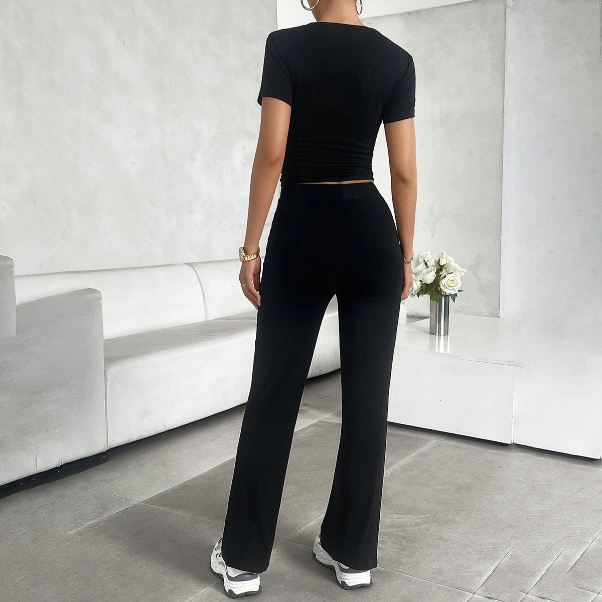 Image of Women's Crop Top Wide Leg Set