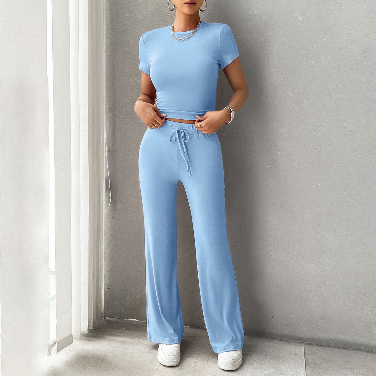 Image of Women's Crop Top Wide Leg Set