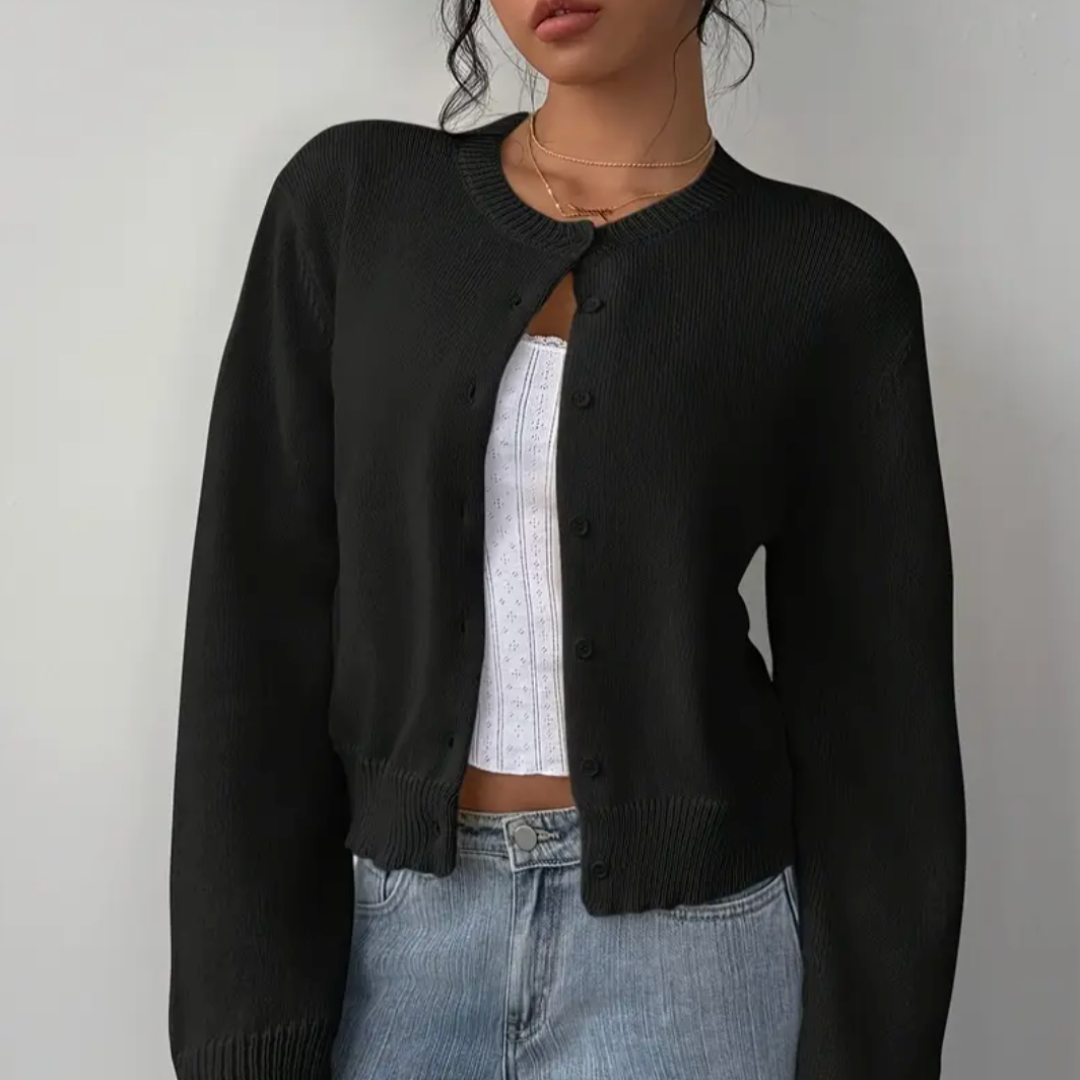 Image of Women's Cropped Button-Front Cardigan