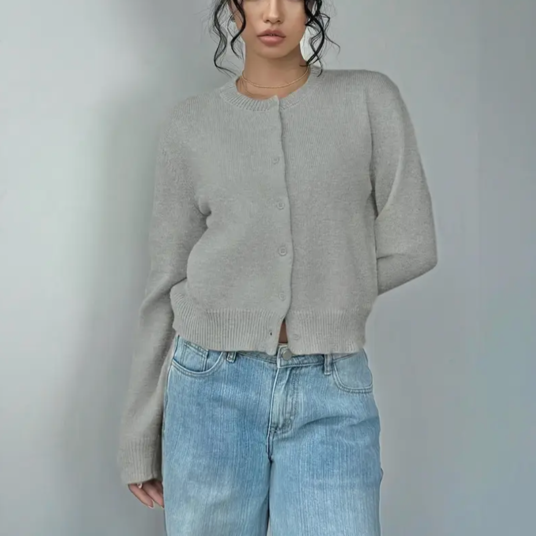 Image of Women's Cropped Button-Front Cardigan