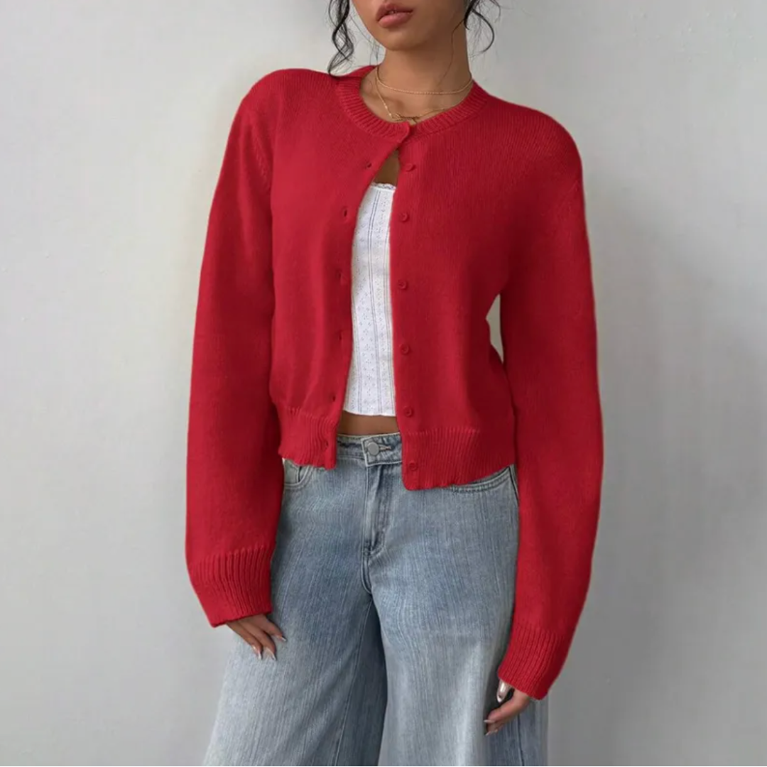 Image of Women's Cropped Button-Front Cardigan