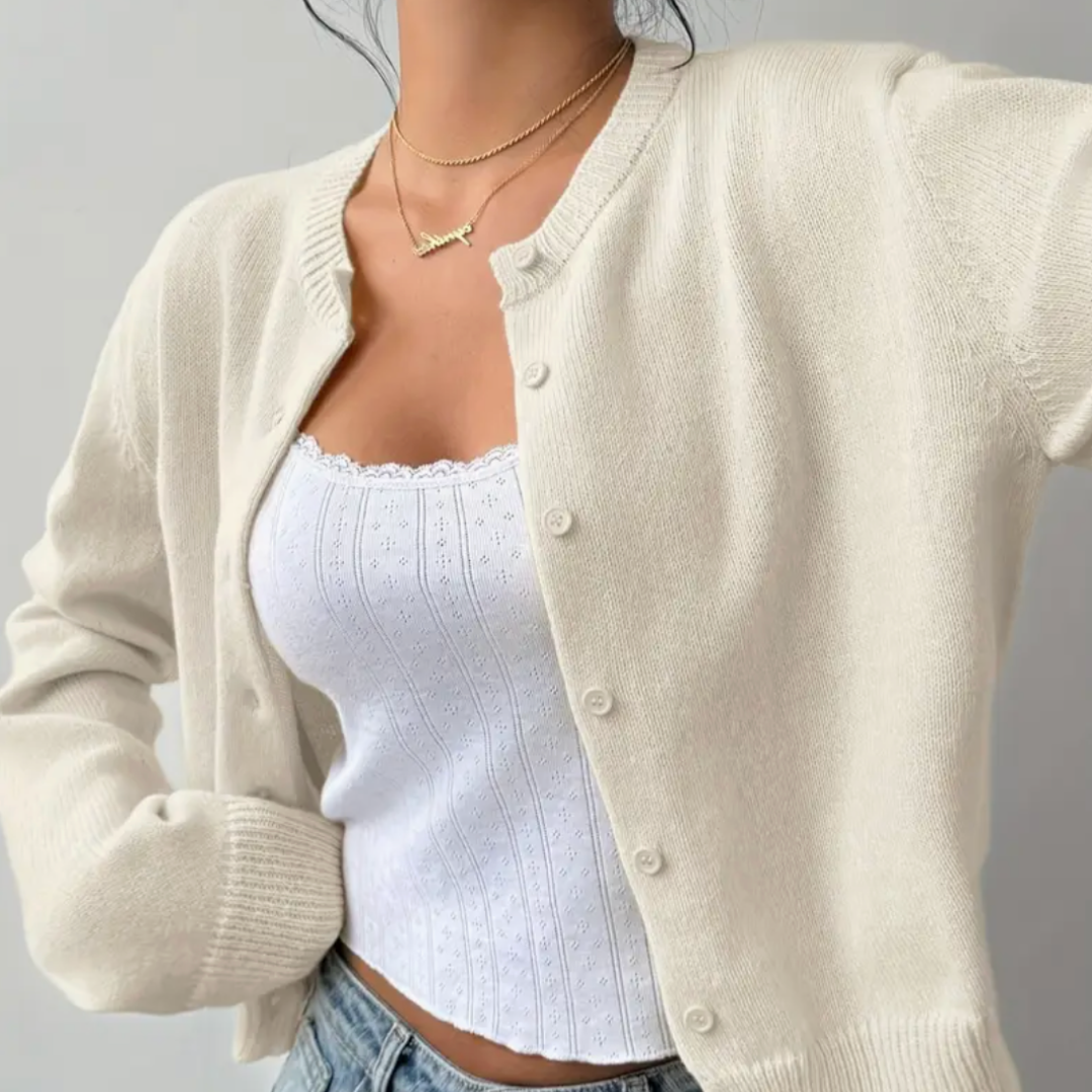 Image of Women's Cropped Button-Front Cardigan