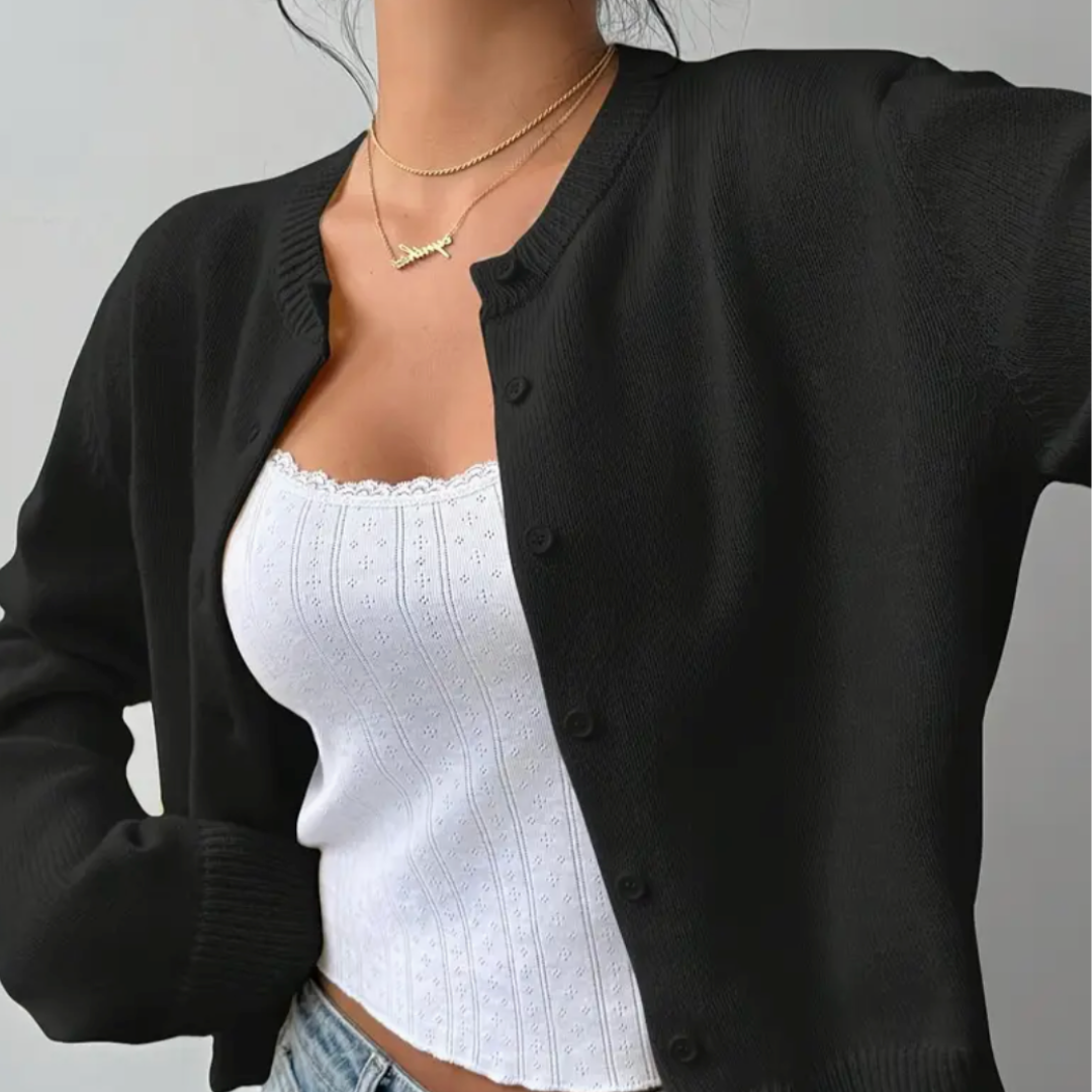 Image of Women's Cropped Button-Front Cardigan