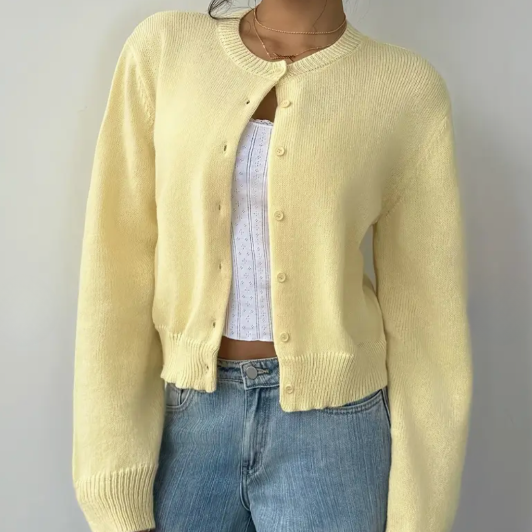 Image of Women's Cropped Button-Front Cardigan