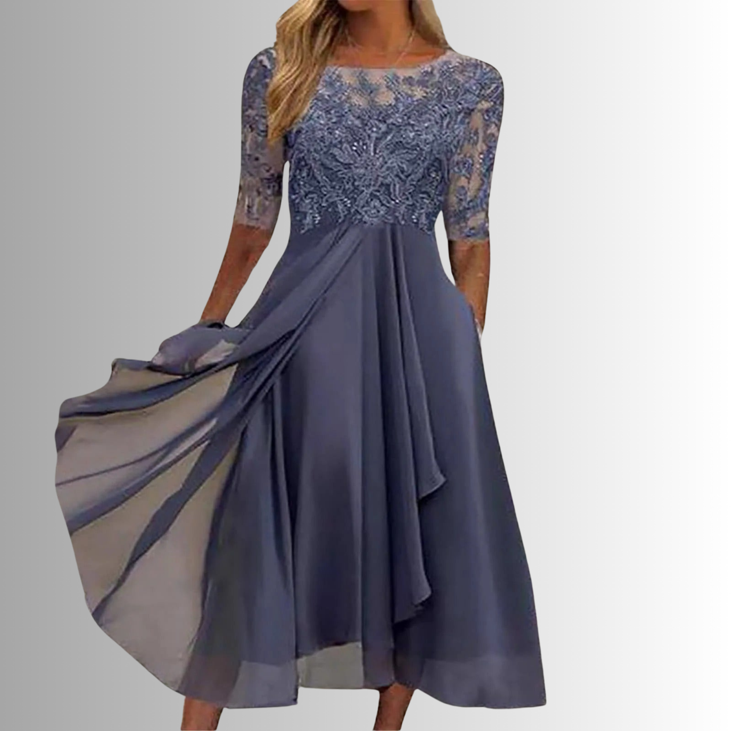 Image of Women's Embroidered Lace A-Line Midi Dress
