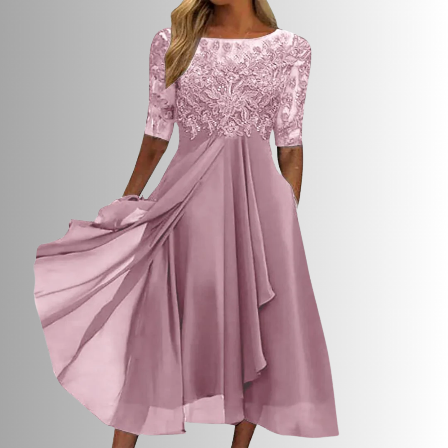 Image of Women's Embroidered Lace A-Line Midi Dress
