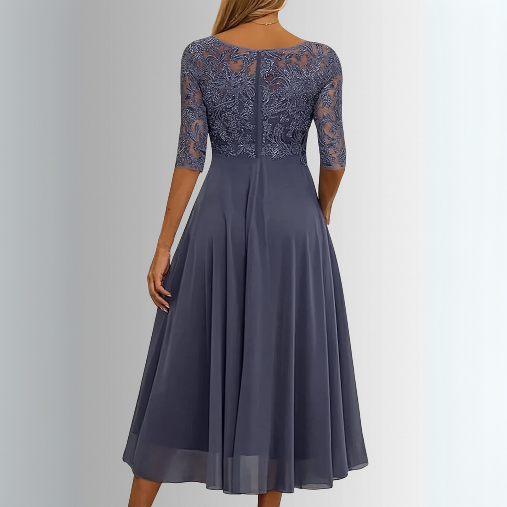 Image of Women's Embroidered Lace A-Line Midi Dress