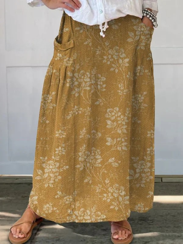 Image of Women's Floral A-Line Maxi Skirt