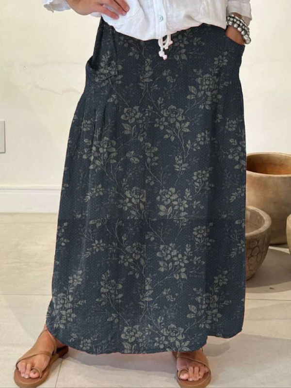 Image of Women's Floral A-Line Maxi Skirt