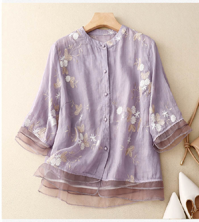 Image of Women's Floral Button-Down Blouse
