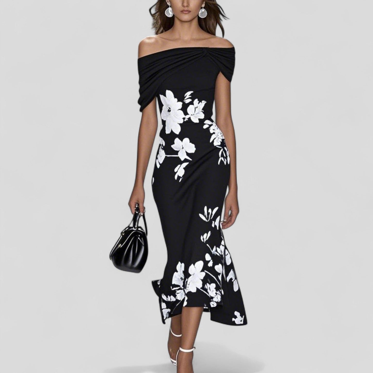 Image of Women's Floral Off-Shoulder Midi Dress