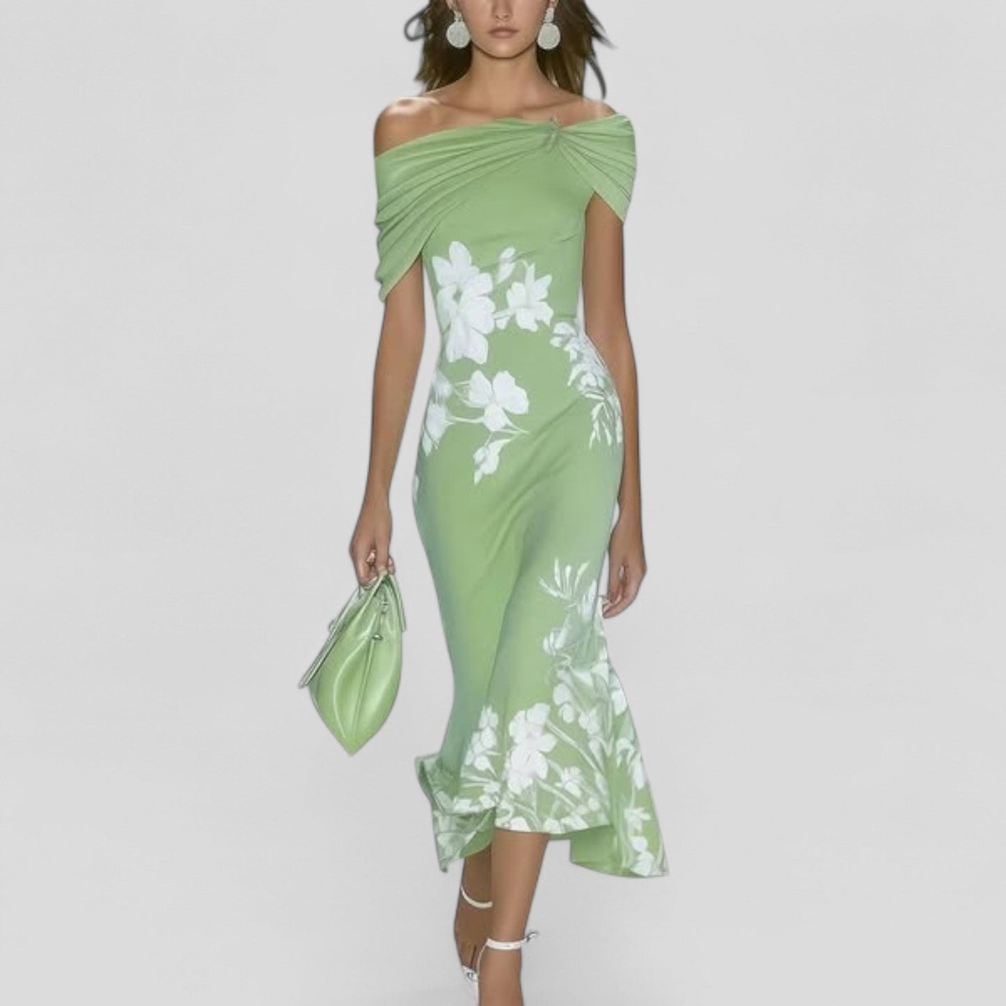 Image of Women's Floral Off-Shoulder Midi Dress