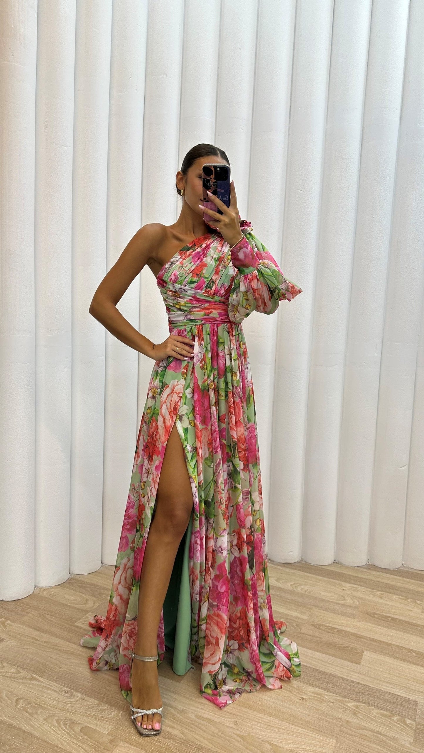 Image of Women's Floral One Shoulder Maxi Dress