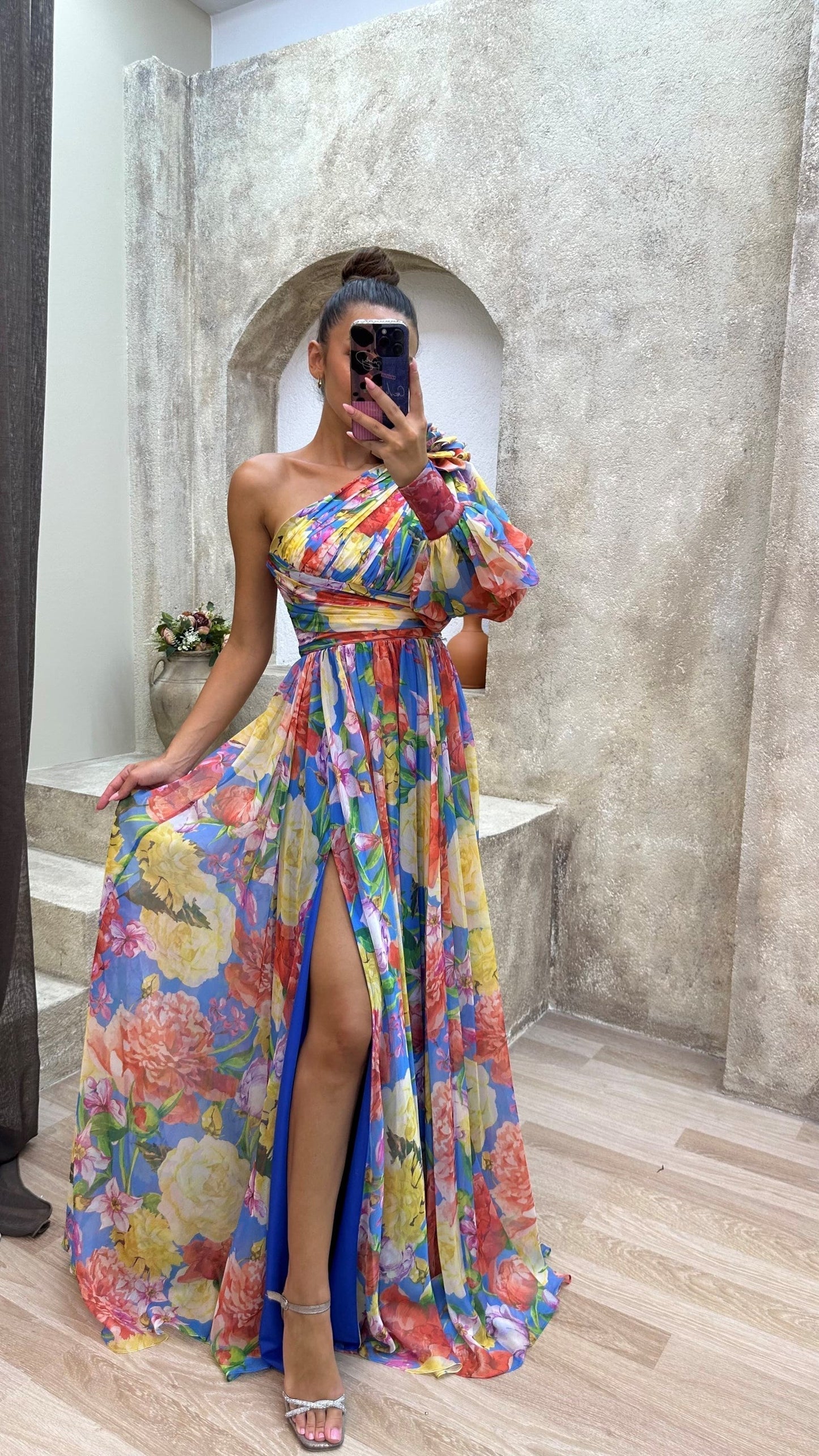 Image of Women's Floral One Shoulder Maxi Dress