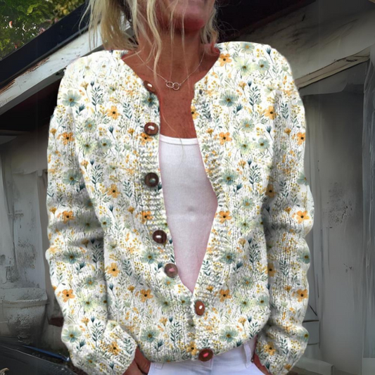 Image of Women's Floral Round Neck Cardigan