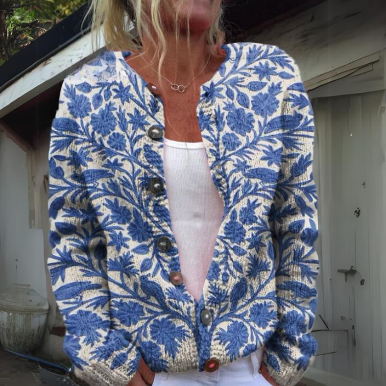 Image of Women's Floral Round Neck Cardigan
