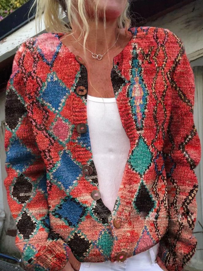 Image of Women's Floral Round Neck Cardigan