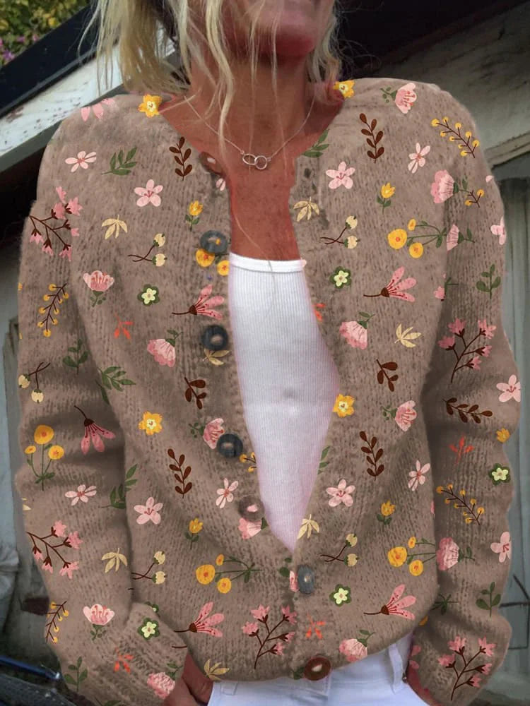 Image of Women's Floral Round Neck Cardigan