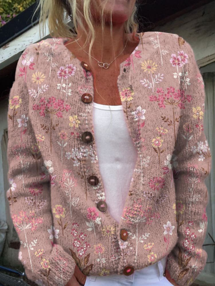 Image of Women's Floral Round Neck Cardigan