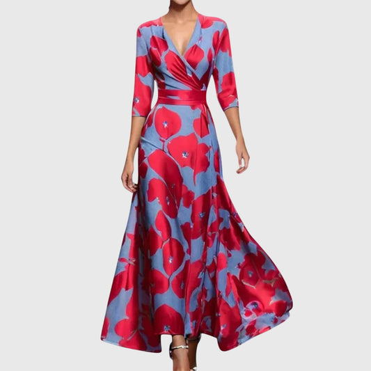 Image of Women's Floral V-Neck Wrap Maxi Dress
