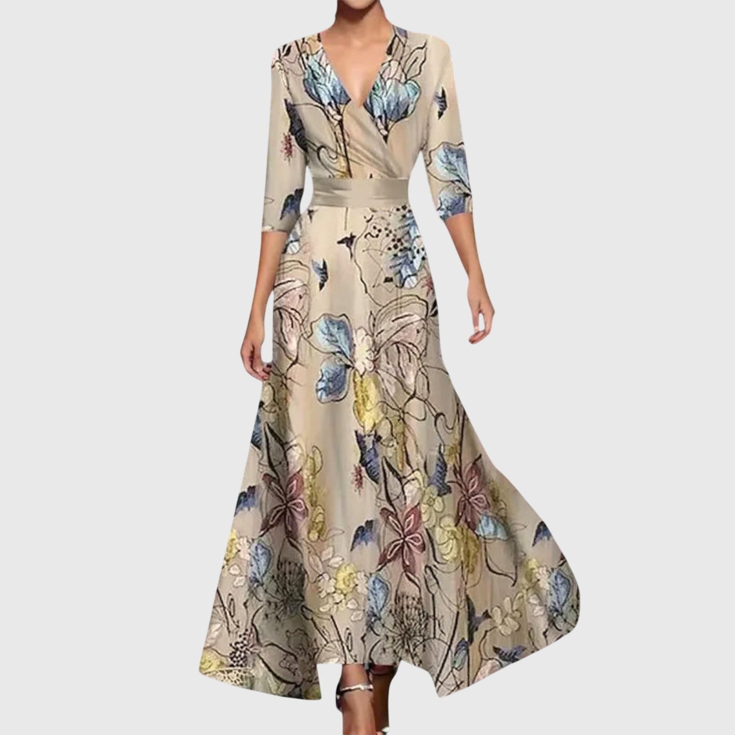 Image of Women's Floral V-Neck Wrap Maxi Dress