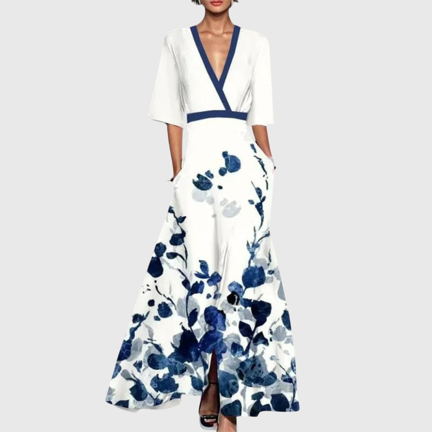 Image of Women's Floral V-Neck Wrap Maxi Dress
