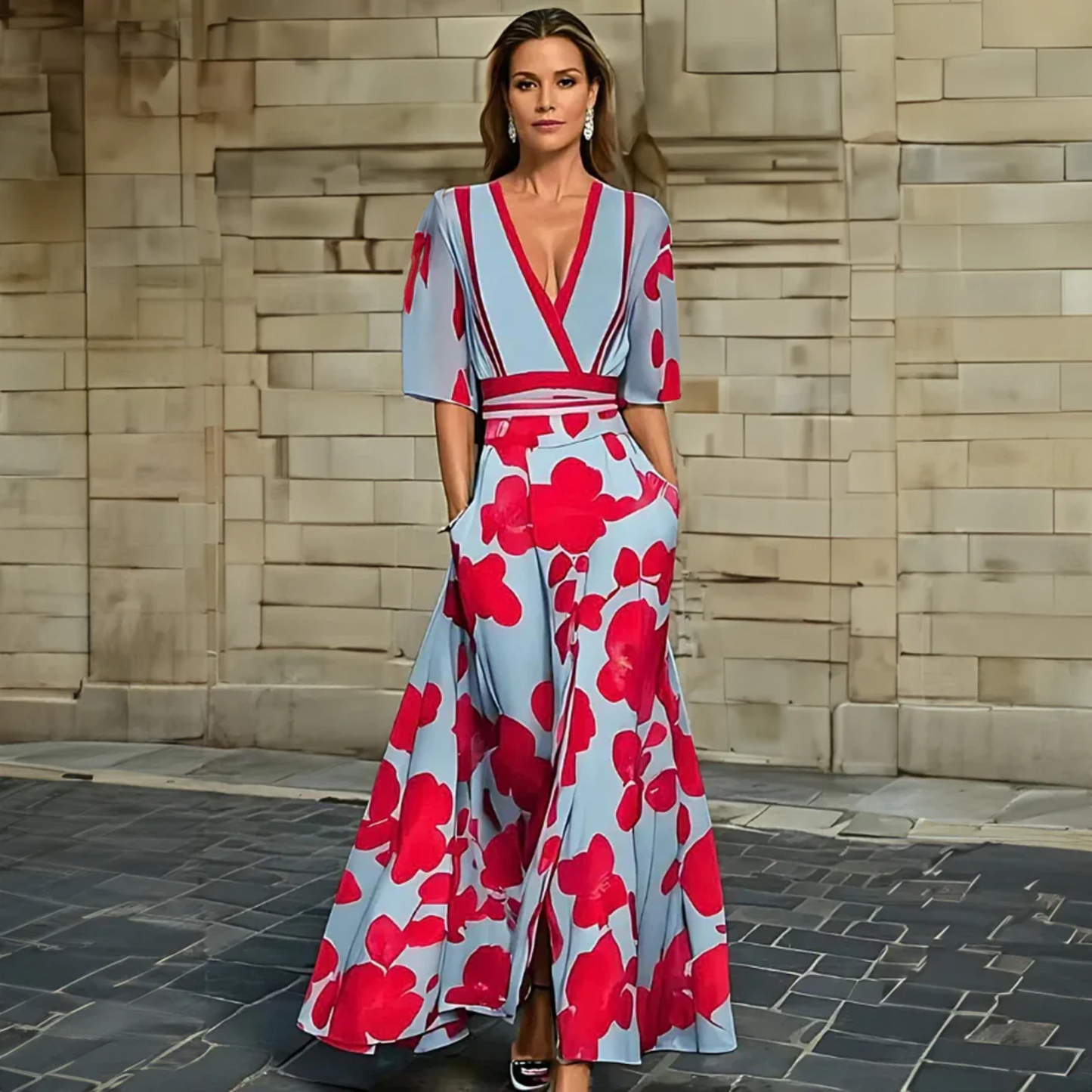Image of Women's Floral Wrap Maxi Dress