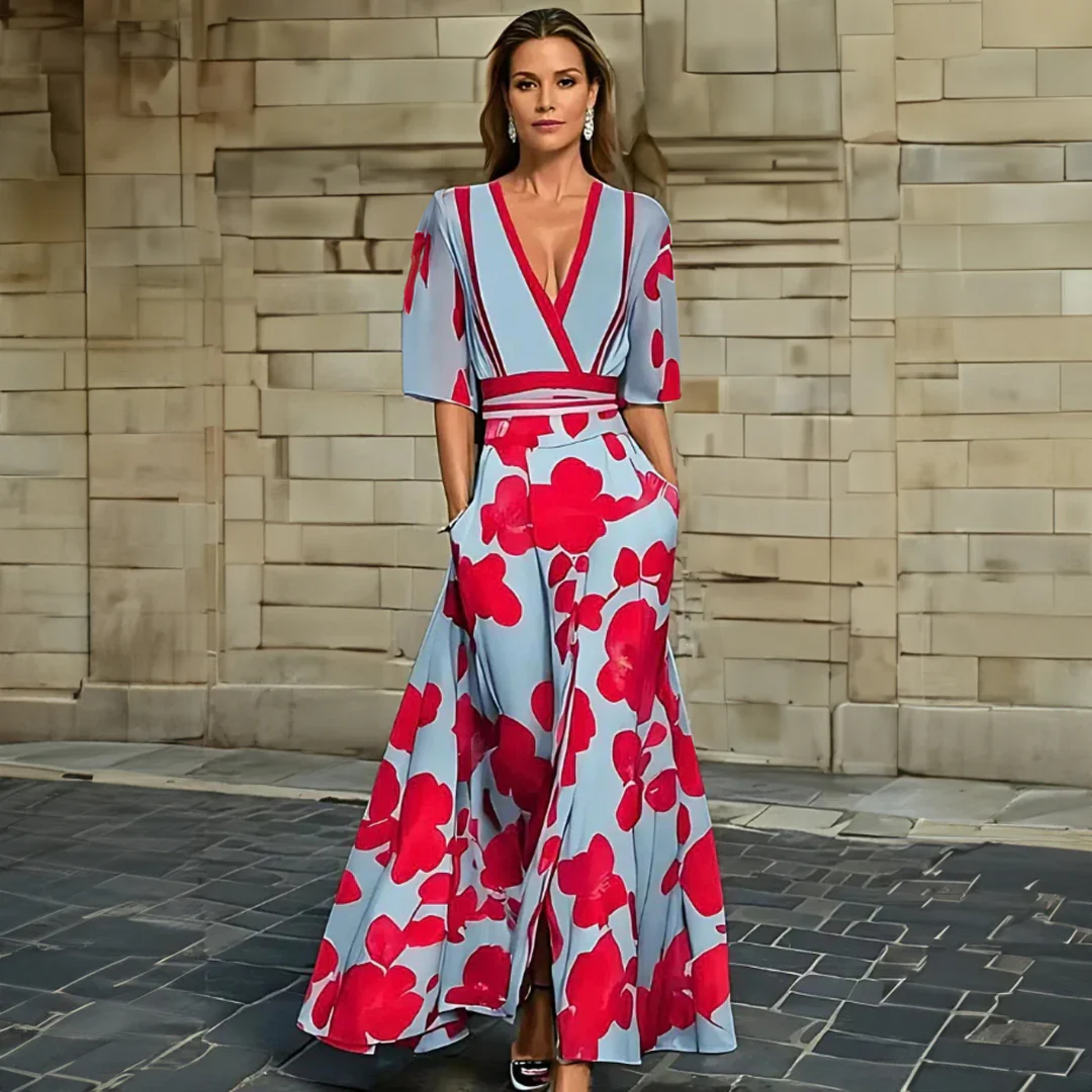 Image of Women's Floral Wrap Maxi Dress