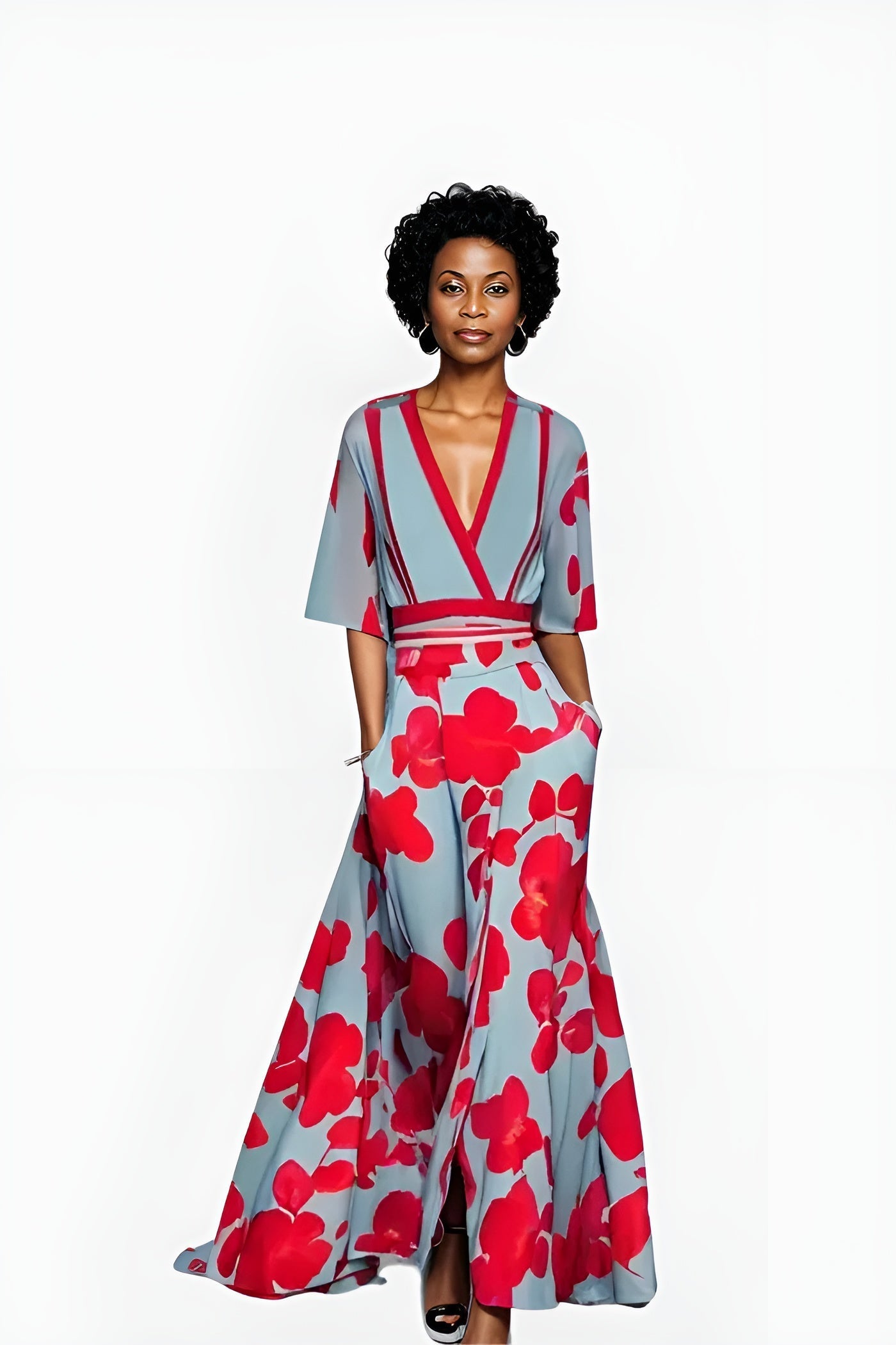 Image of Women's Floral Wrap Maxi Dress