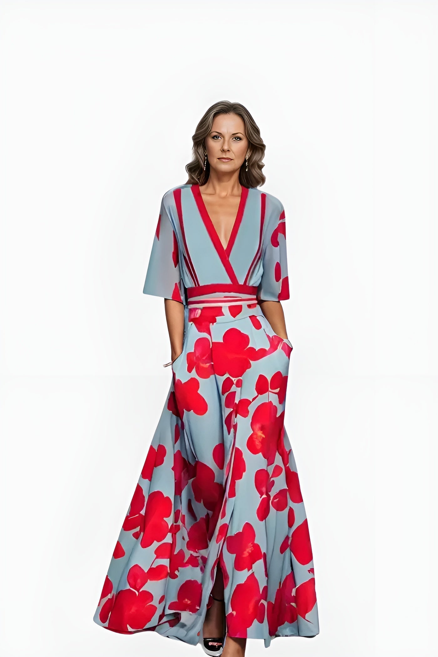 Image of Women's Floral Wrap Maxi Dress
