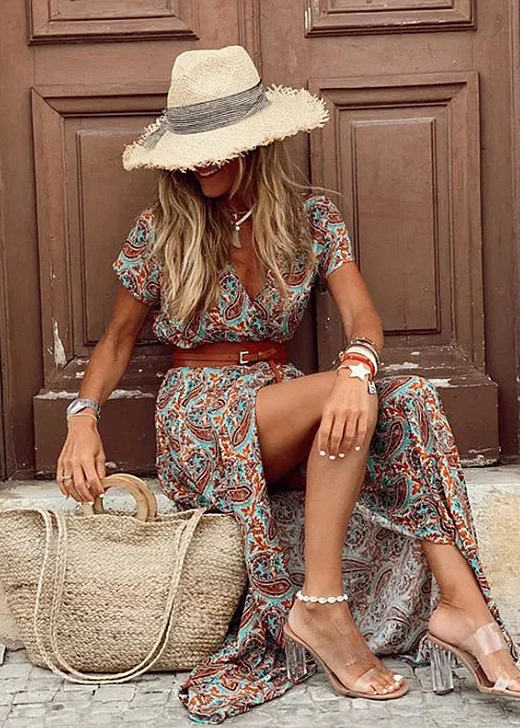 Image of Women's Floral Wrap Maxi Dress