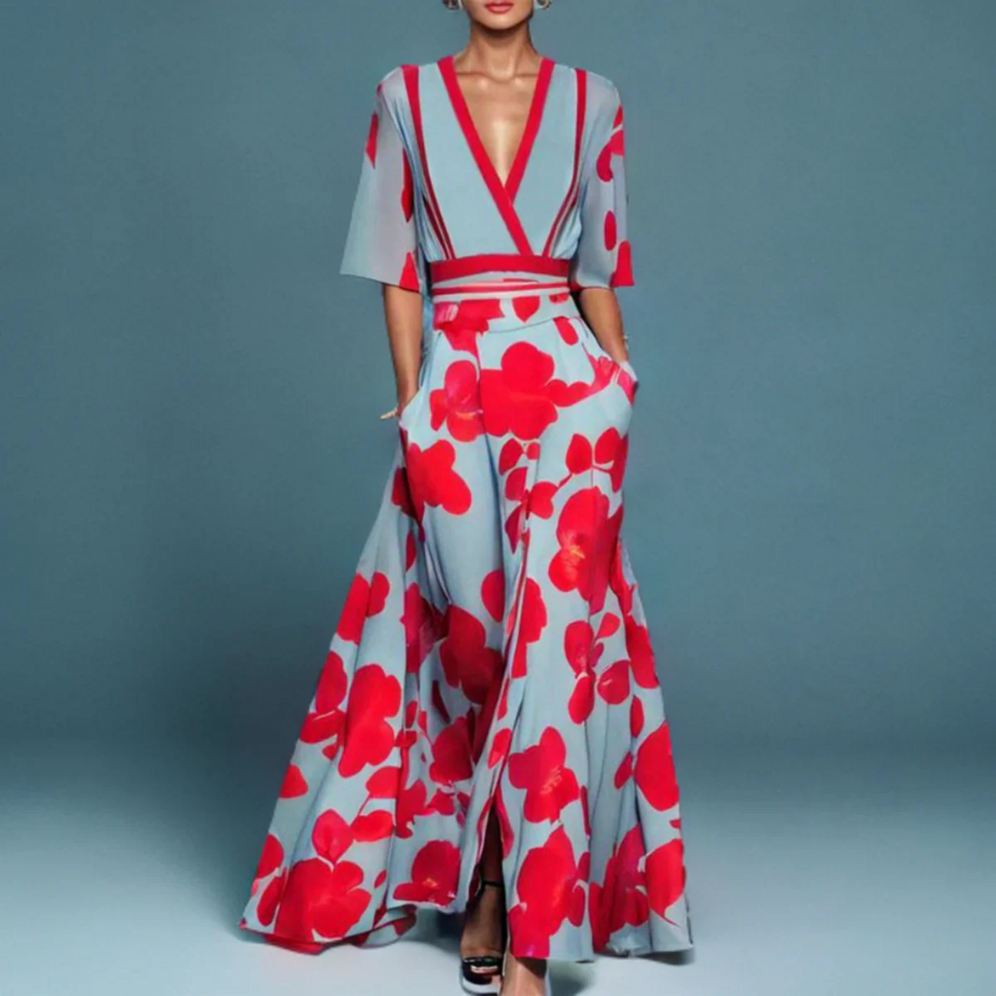 Image of Women's Floral Wrap Maxi Dress