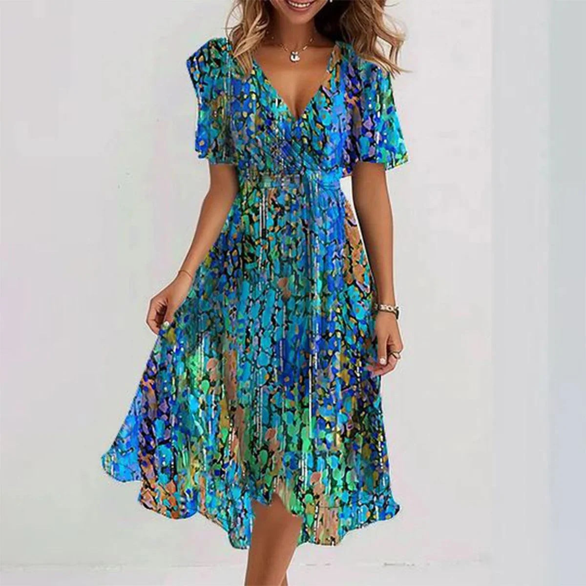 Image of Women's Floral Wrap Midi Dress