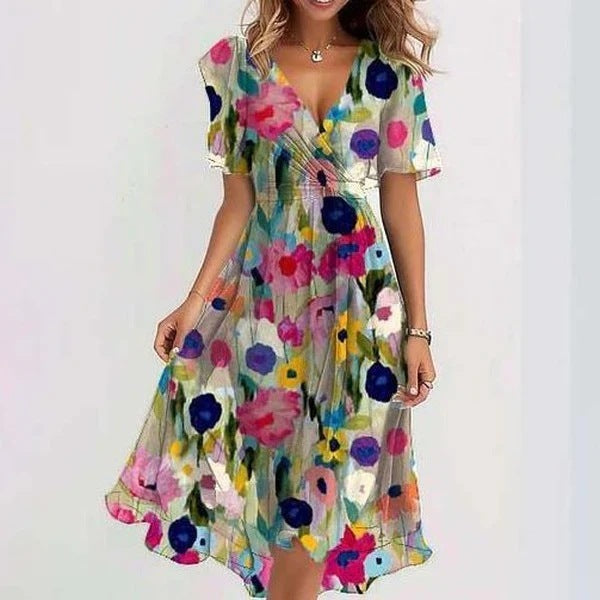 Image of Women's Floral Wrap Midi Dress