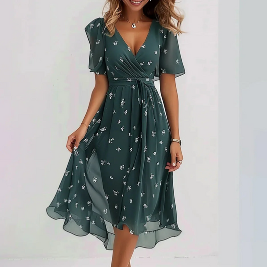 Image of Women's Floral Wrap Midi Dress