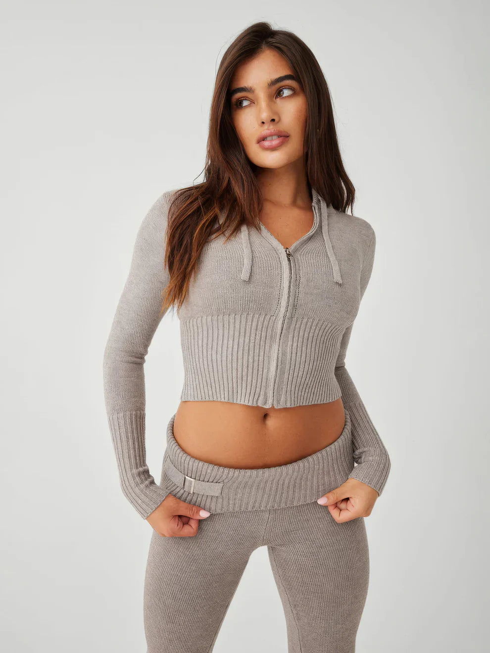Image of Women's Hooded Zip-Up Fitted Set