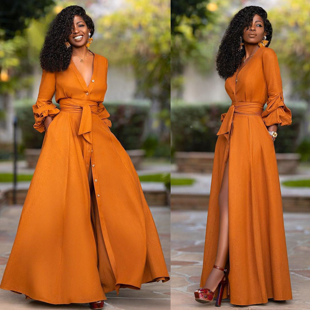 Image of Women's Long Sleeve A-Line Maxi Dress