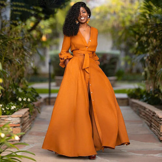 Image of Women's Long Sleeve A-Line Maxi Dress