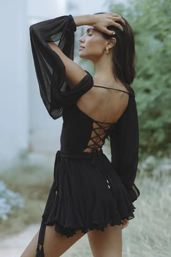 Image of Women's Long Sleeve A-Line Mini Dress
