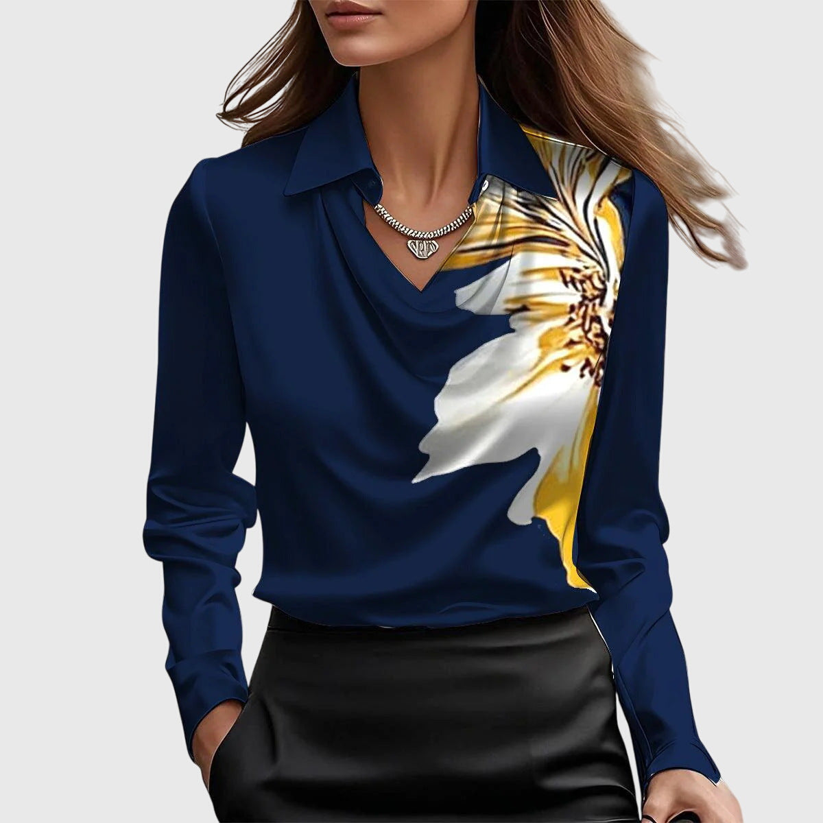 Image of Women's Long Sleeve Collared Blouse