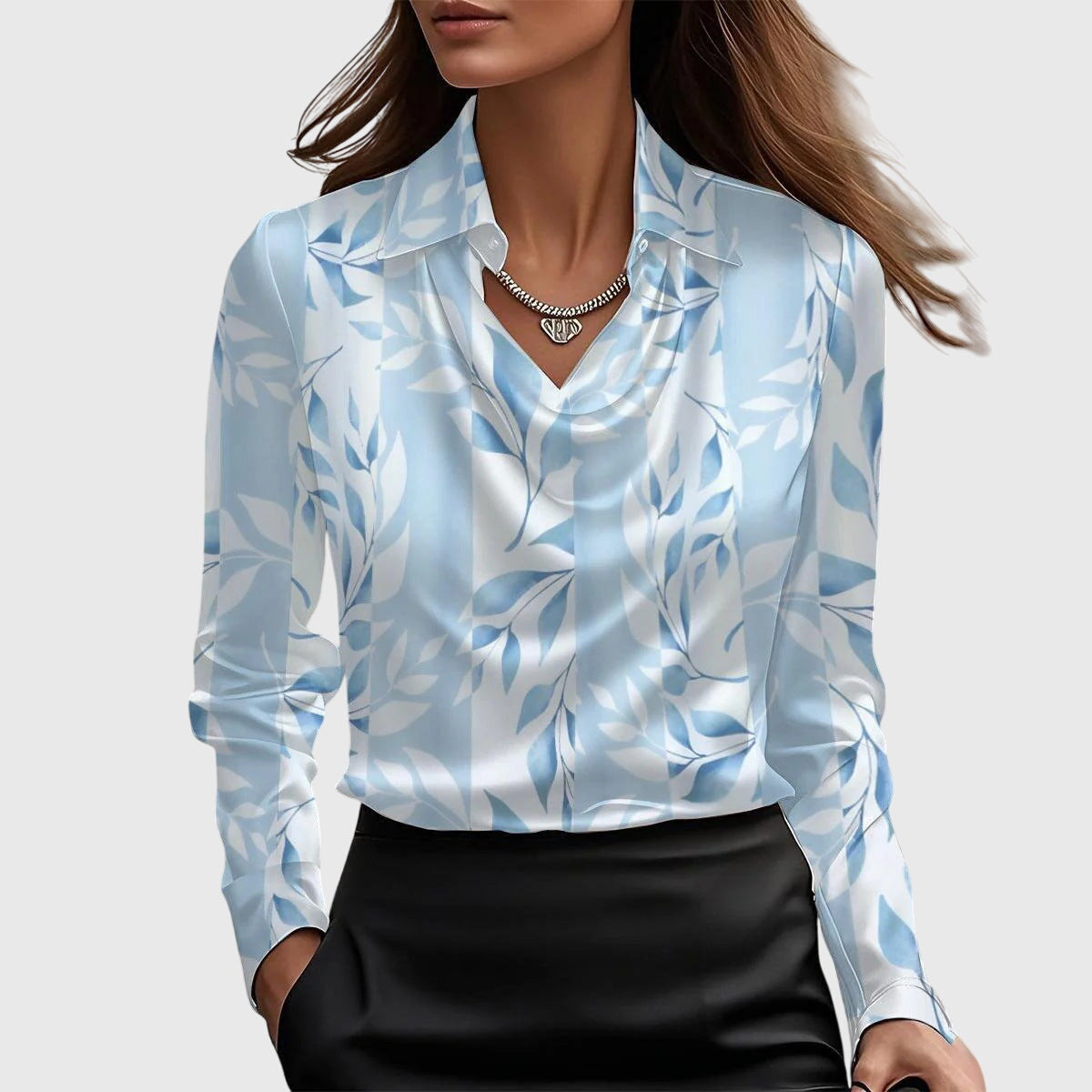 Image of Women's Long Sleeve Collared Blouse